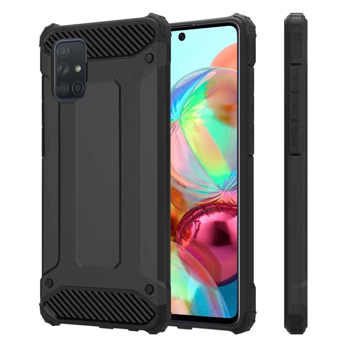 Funda Tipo Hybrid Tough Armor (Pc+Tpu) Negra para Samsung Galaxy A71