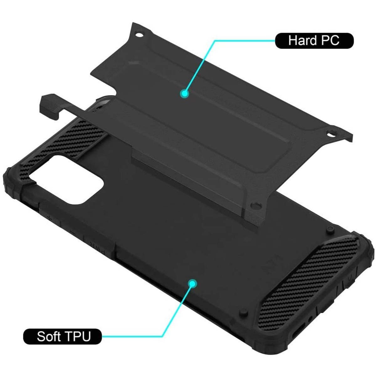 Funda Tipo Hybrid Tough Armor (Pc+Tpu) Negra para Samsung Galaxy A71