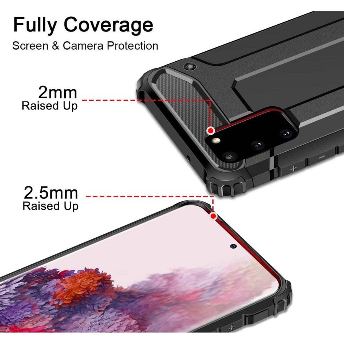 Funda Tipo Hybrid Tough Armor (Pc+Tpu) Negra para Samsung Galaxy S20