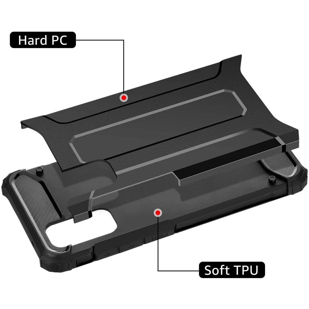 Funda Tipo Hybrid Tough Armor (Pc+Tpu) Negra para Samsung Galaxy S20