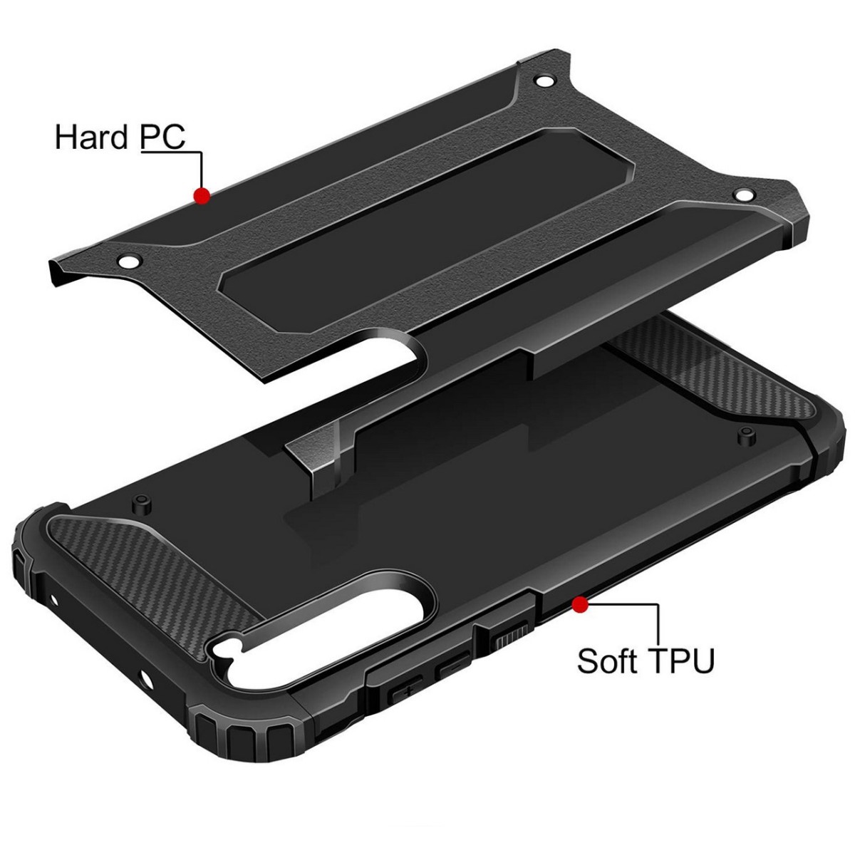 Funda Tipo Hybrid Tough Armor (Pc+Tpu) Negra para Xiaomi Redmi Note 8T