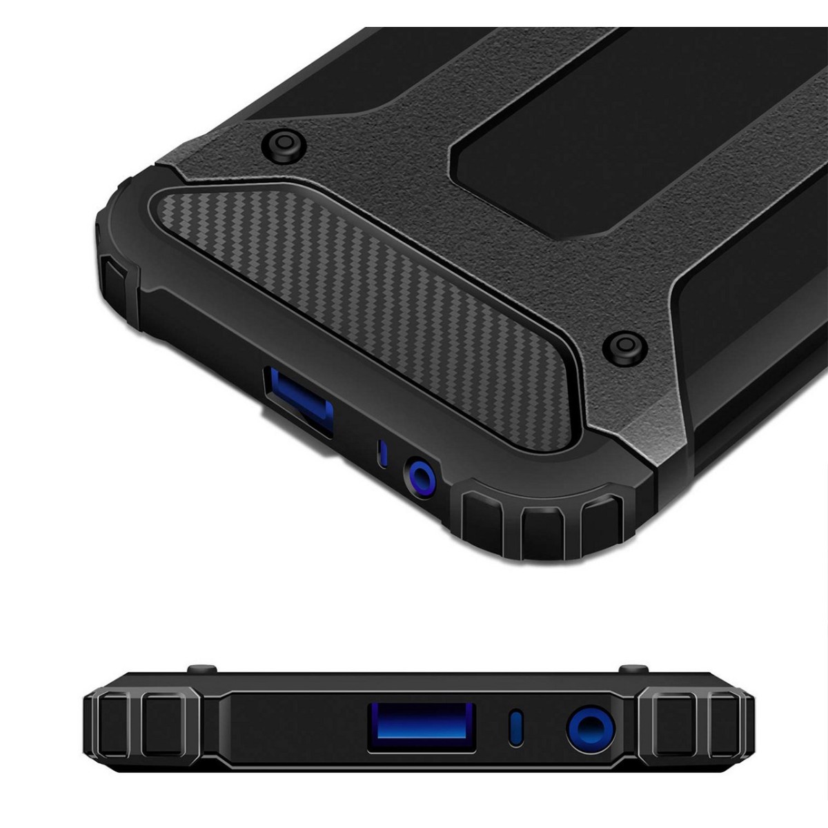 Funda Tipo Hybrid Tough Armor (Pc+Tpu) Negra para Xiaomi Redmi Note 8T