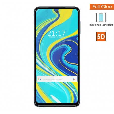 Protector Cristal Templado Completo 5D Full Glue Negro para Xiaomi Redmi Note 9S Vidrio