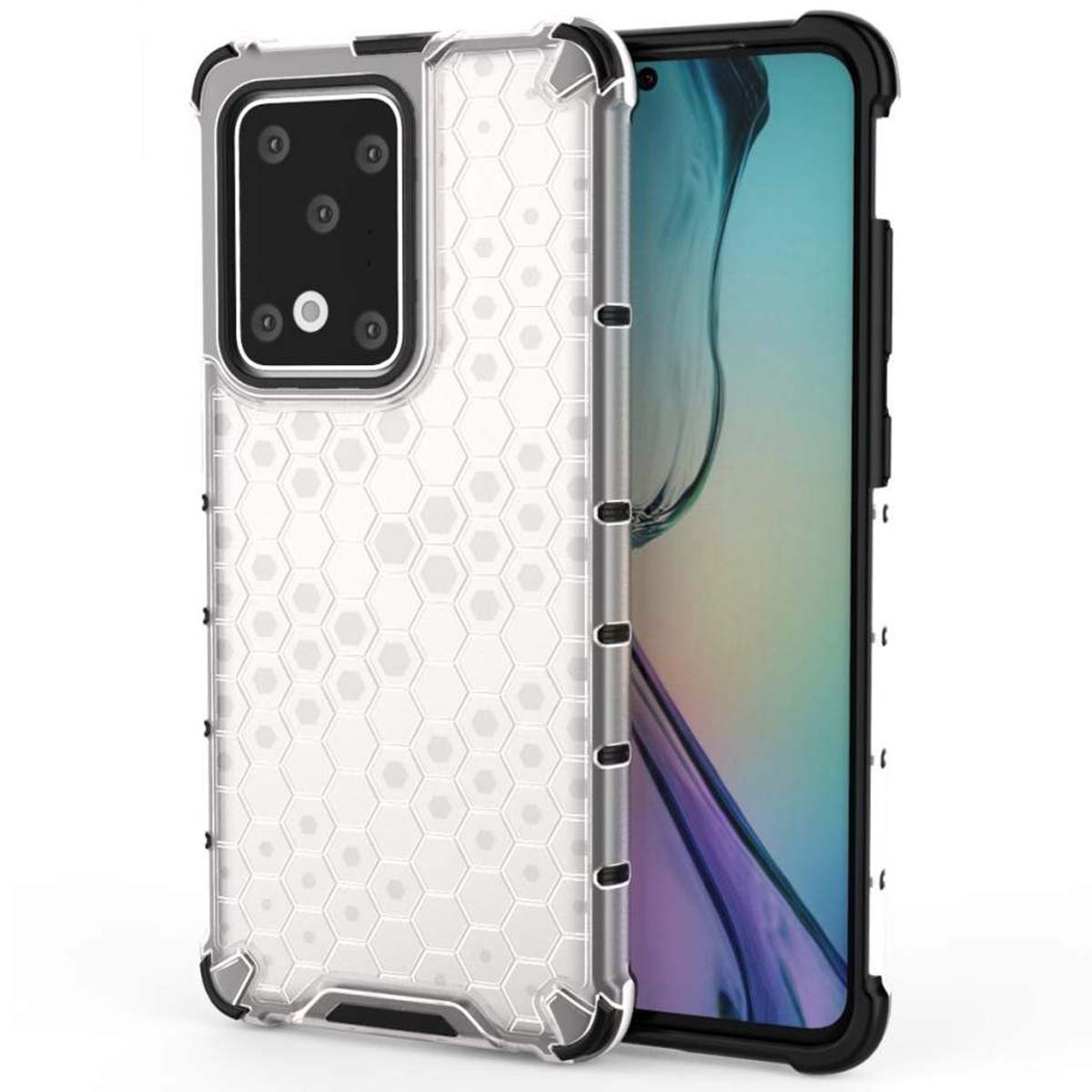 Funda Tipo Honeycomb Armor (Pc+Tpu) Transparente para Samsung Galaxy S20 Ultra