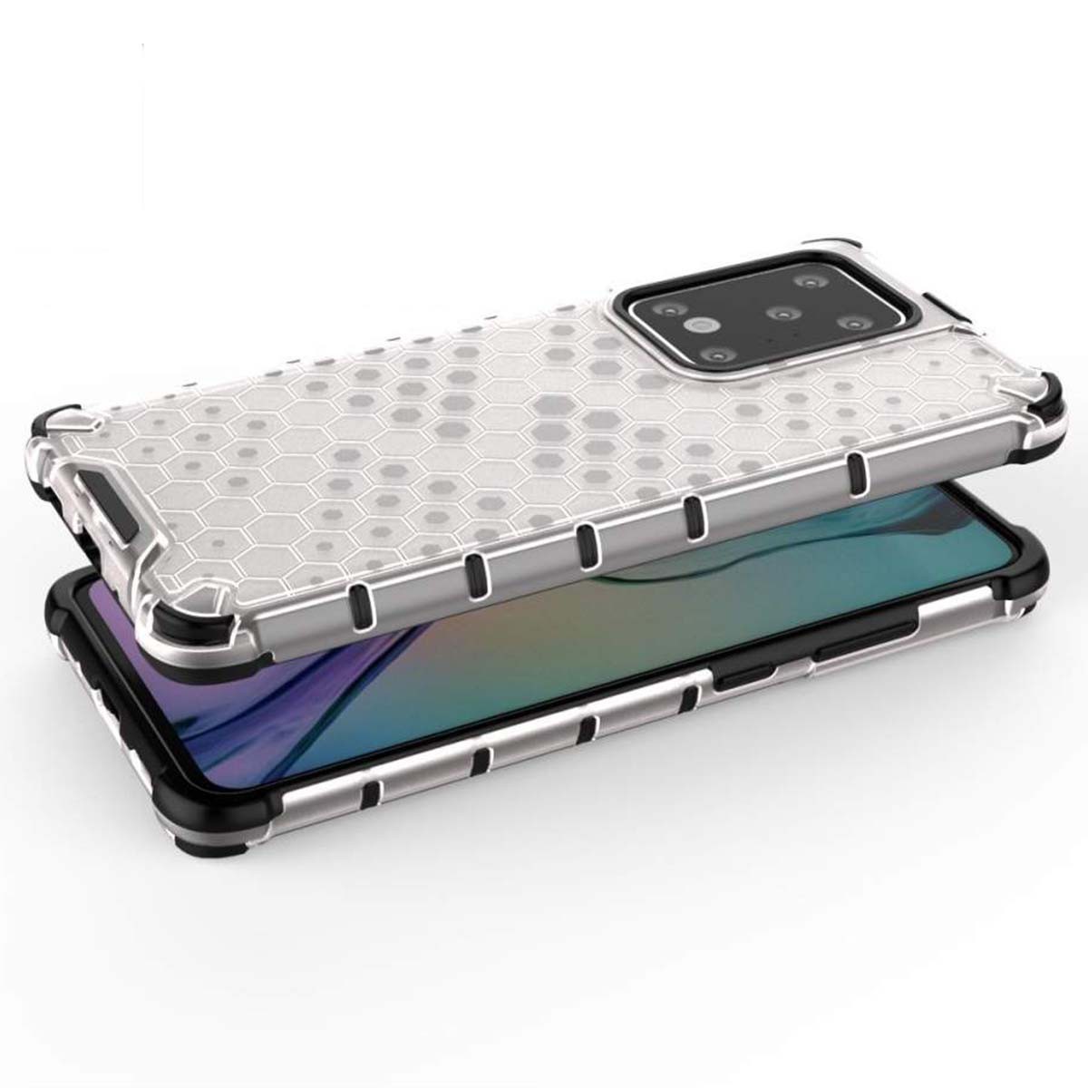 Funda Tipo Honeycomb Armor (Pc+Tpu) Transparente para Samsung Galaxy S20 Ultra