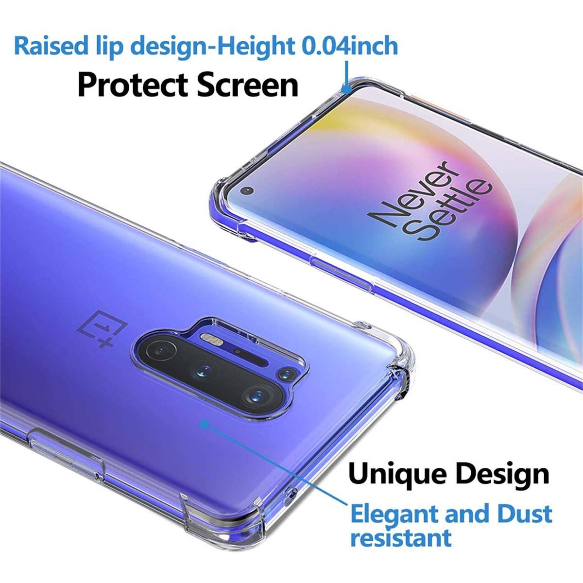 Funda Gel Tpu Anti-Shock Transparente para Oneplus 8 Pro