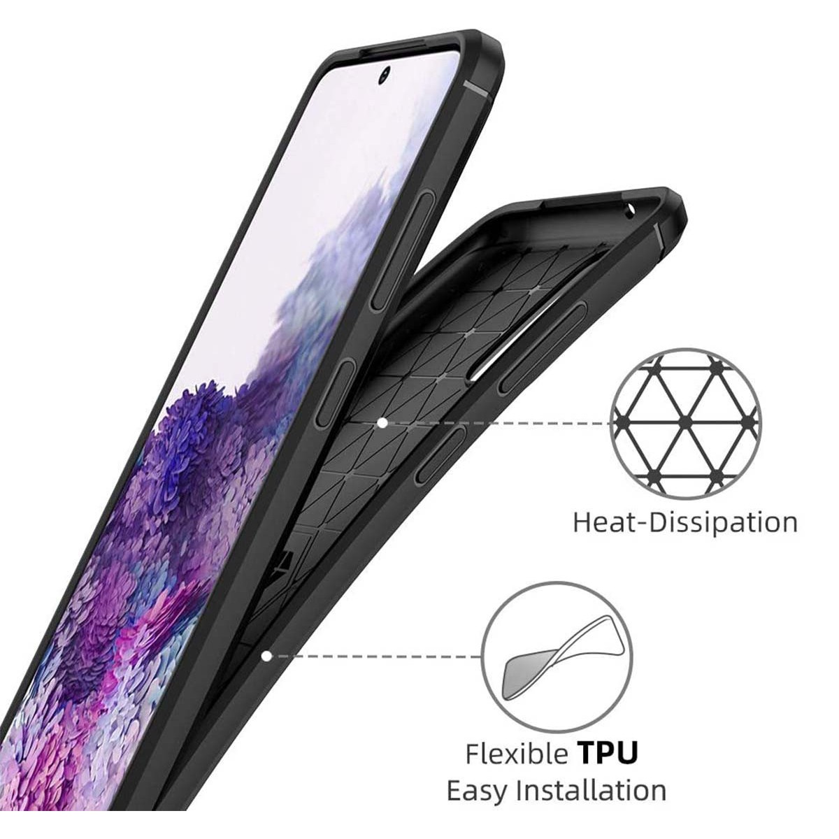 Funda Gel Tpu Tipo Carbon Negra para Samsung Galaxy S20