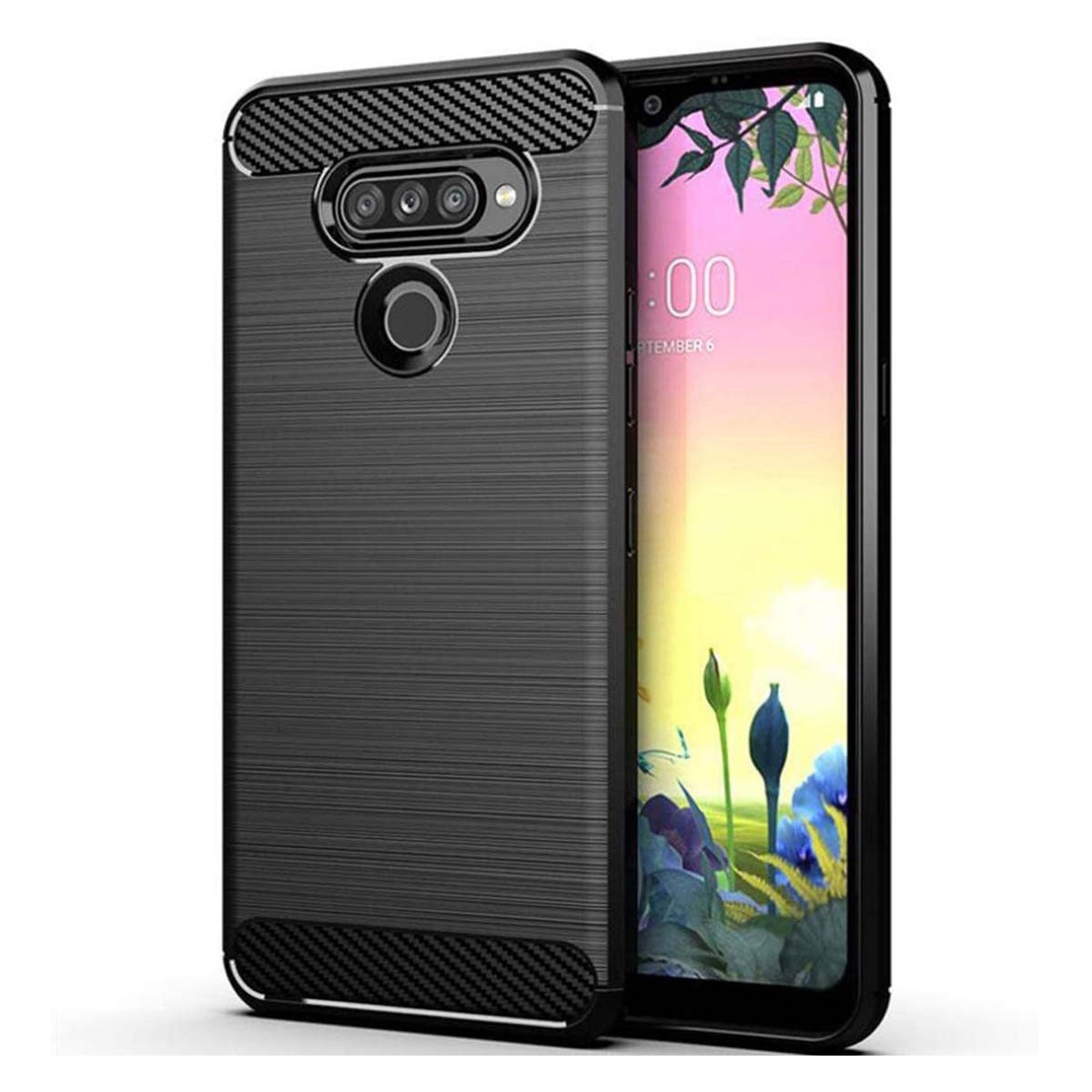 Funda Gel Tpu Tipo Carbon Negra para LG K50S