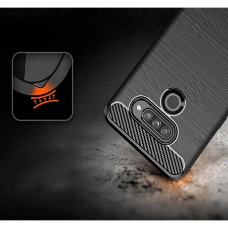 Funda Gel Tpu Tipo Carbon Negra para LG K50S