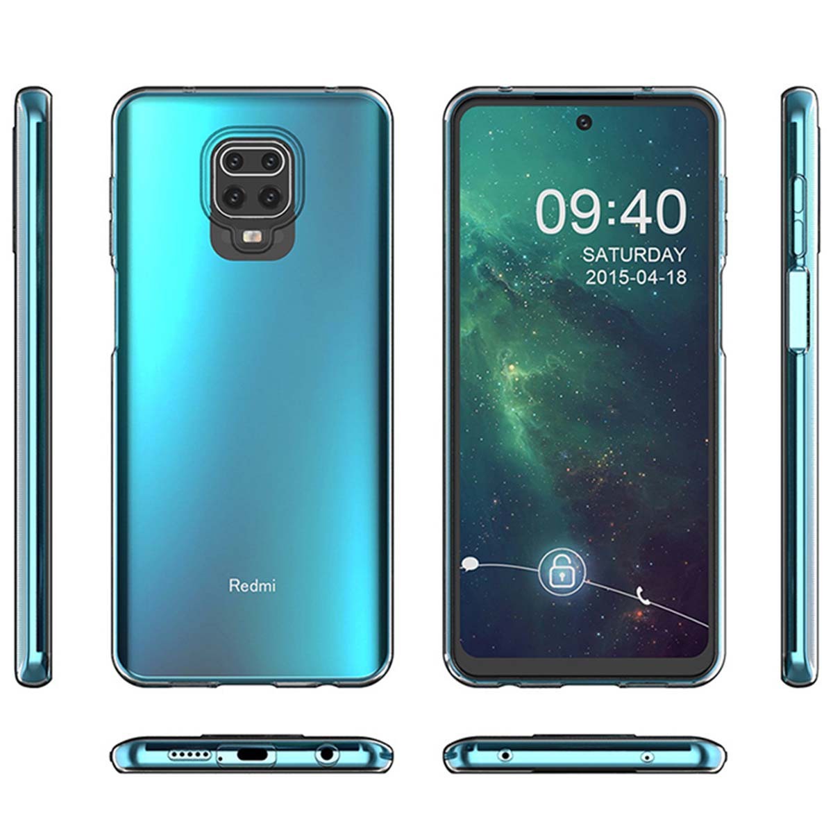 Funda Gel Tpu Fina Ultra-Thin 0,5mm Transparente para Xiaomi Redmi Note 9S