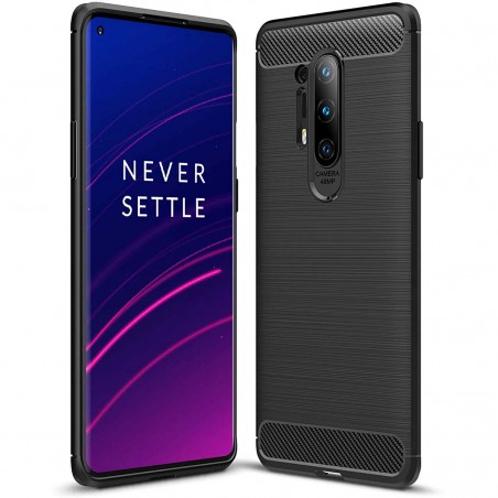 Funda Gel Tpu Tipo Carbon Negra para OnePlus 8 Pro