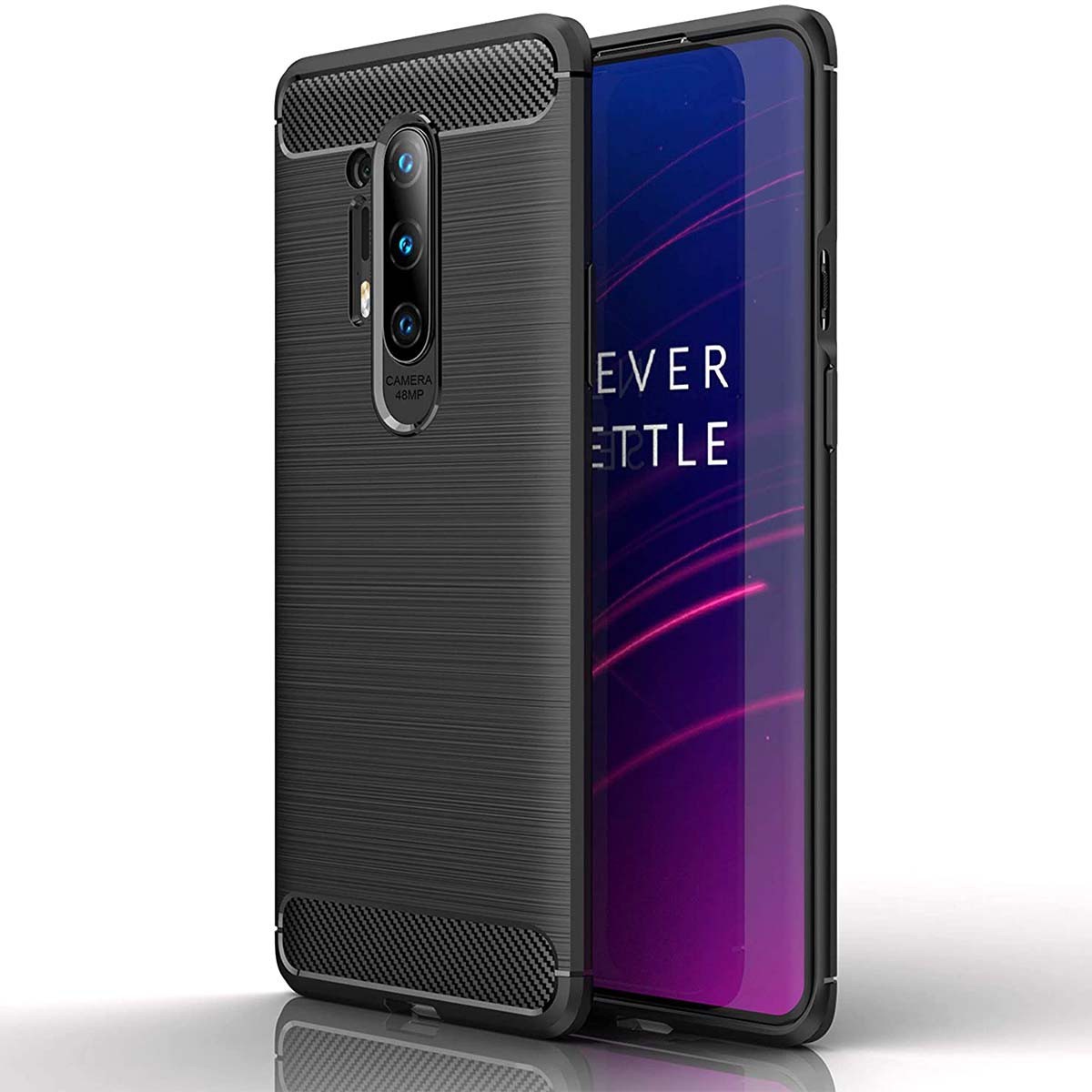 Funda Gel Tpu Tipo Carbon Negra para OnePlus 8 Pro