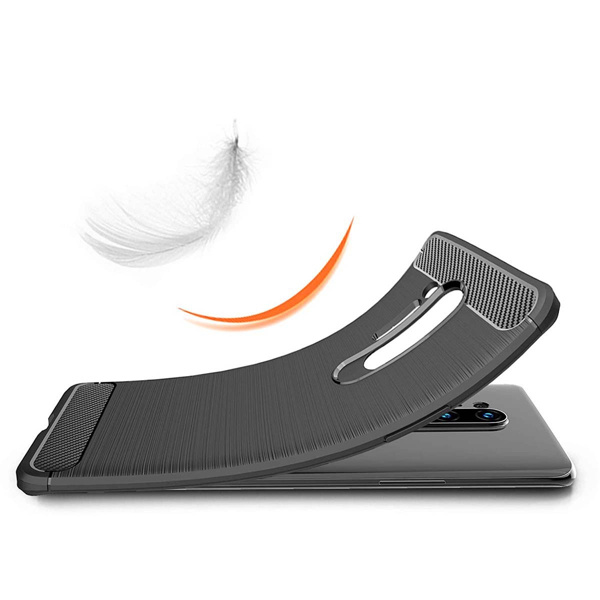 Funda Gel Tpu Tipo Carbon Negra para OnePlus 8 Pro