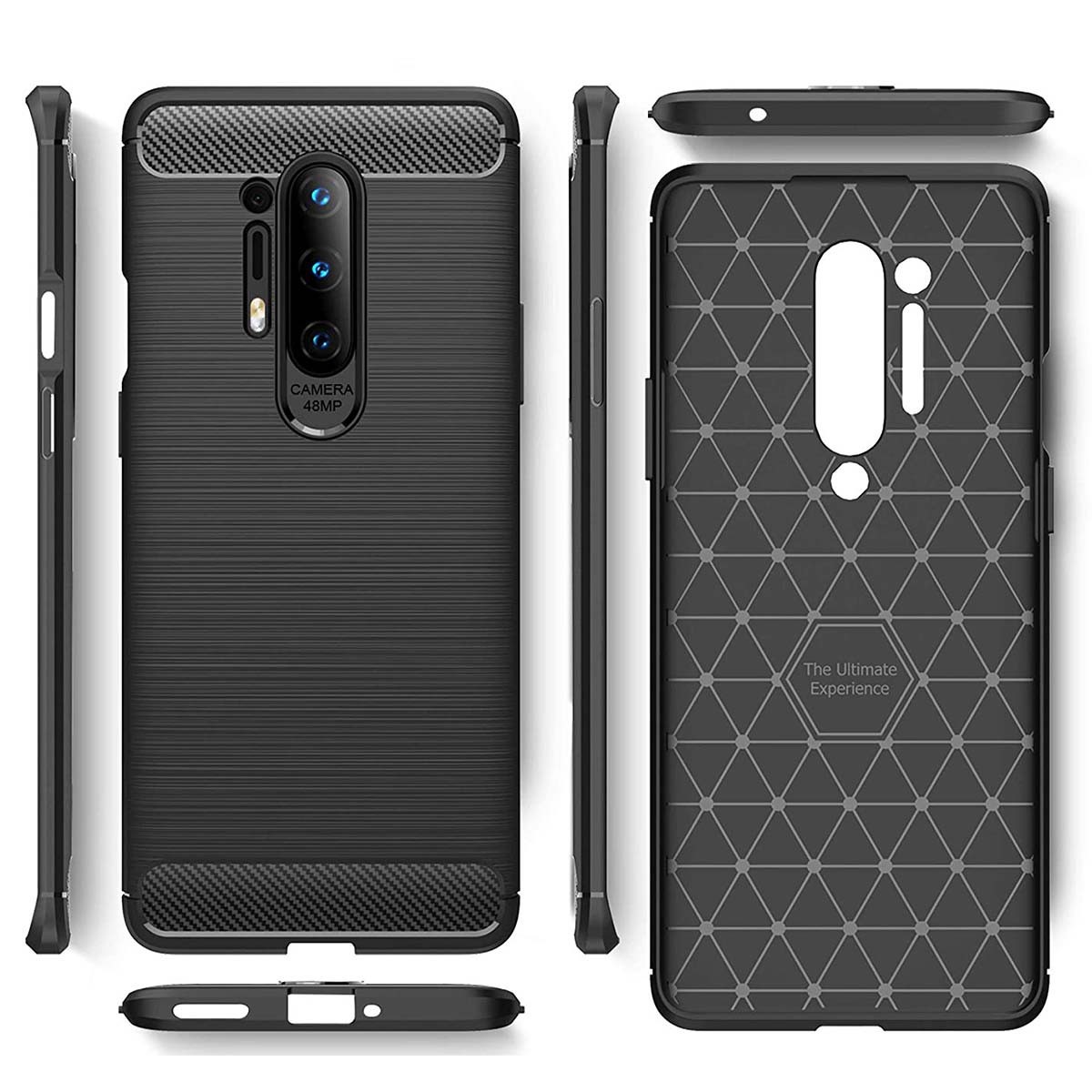 Funda Gel Tpu Tipo Carbon Negra para OnePlus 8 Pro