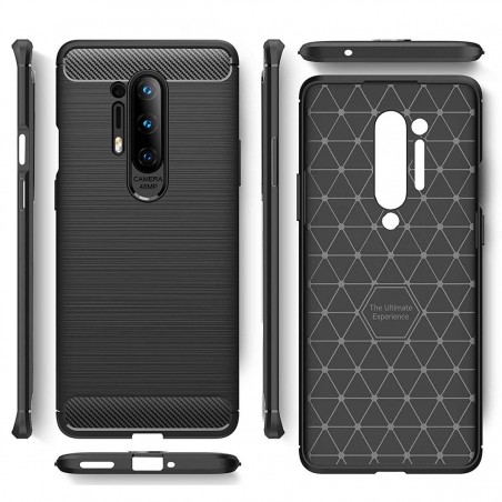 Funda Gel Tpu Tipo Carbon Negra para OnePlus 8 Pro