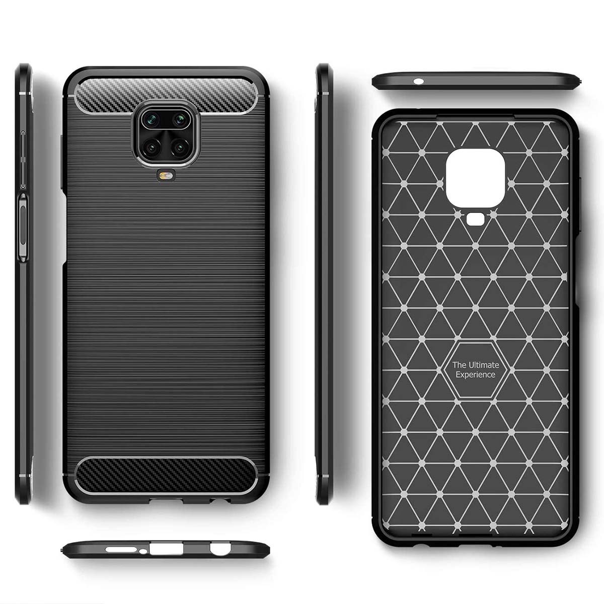 Funda Gel Tpu Tipo Carbon Negra para Xiaomi Redmi Note 9S / Note 9 Pro