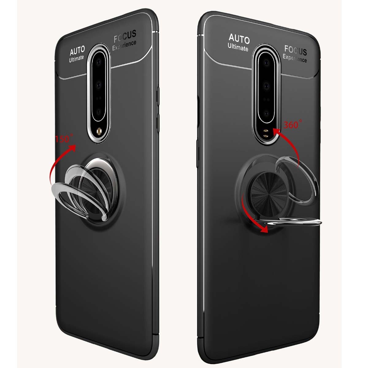 Funda Magnetica Soporte con Anillo Giratorio 360 para OnePlus 8 Negra