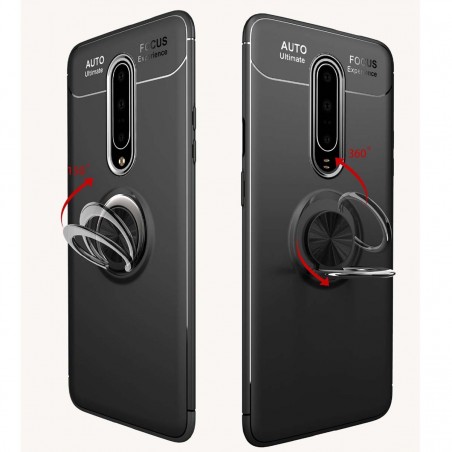 Funda Magnetica Soporte con Anillo Giratorio 360 para OnePlus 8 Negra