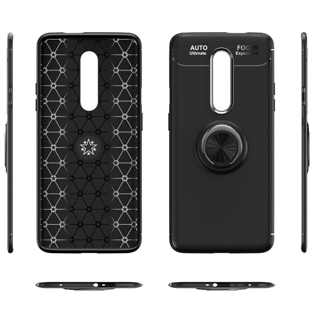 Funda Magnetica Soporte con Anillo Giratorio 360 para OnePlus 8 Negra