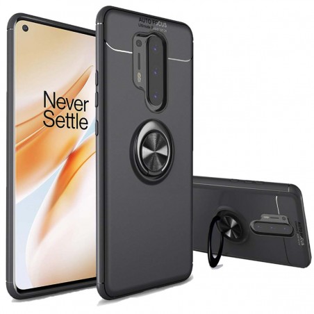 Funda Magnetica Soporte con Anillo Giratorio 360 para OnePlus 8 Pro Negra