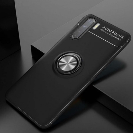 Funda Magnetica Soporte con Anillo Giratorio 360 para Oppo A91 Negra