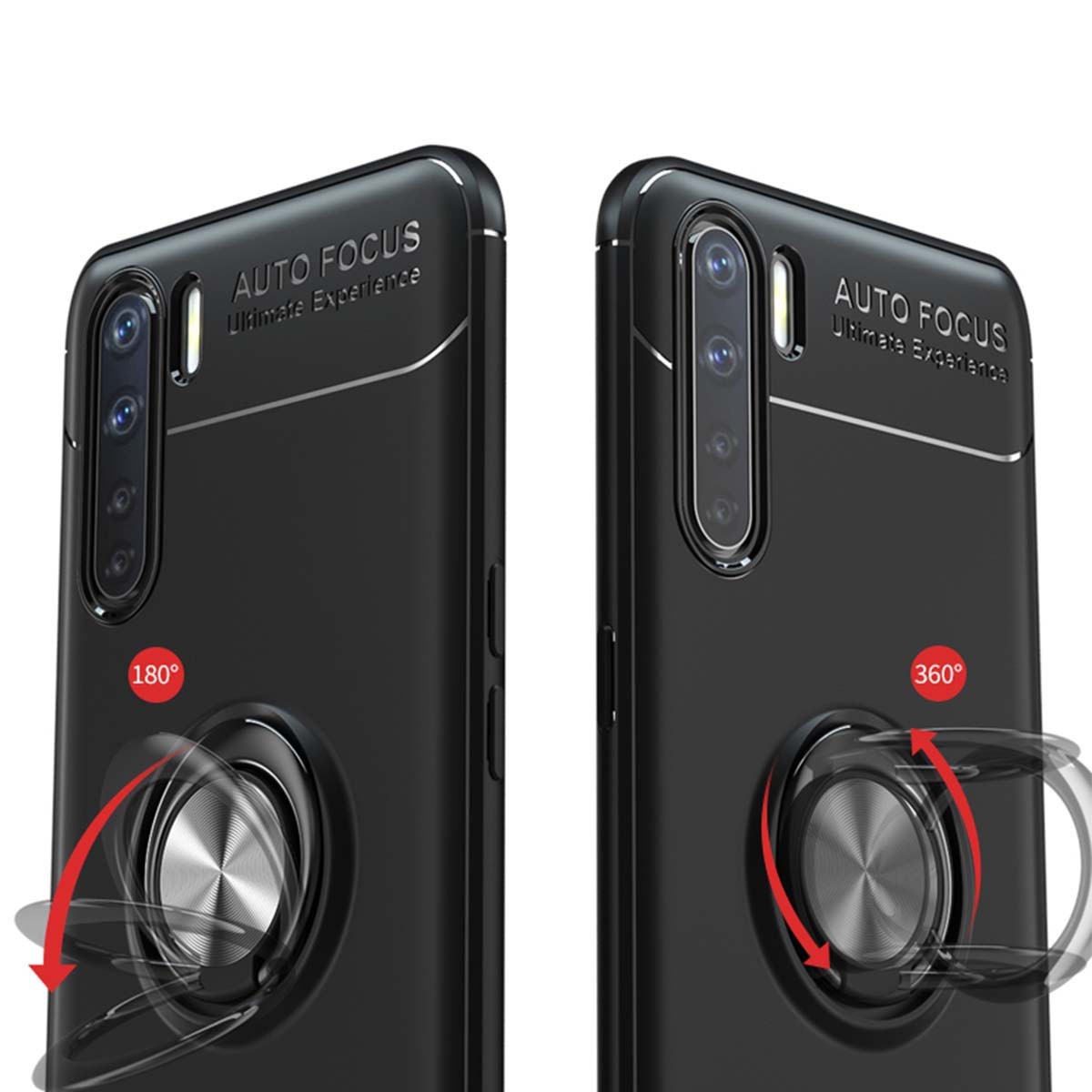 Funda Magnetica Soporte con Anillo Giratorio 360 para Oppo A91 Negra