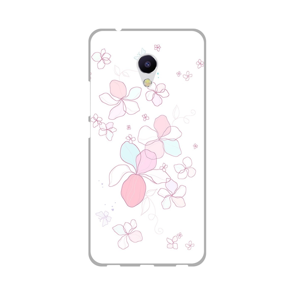 Funda Gel Tpu para Meizu M5S Diseño Flores Minimal Dibujos