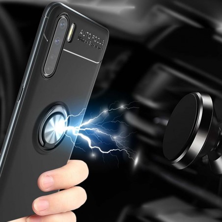 Funda Magnetica Soporte con Anillo Giratorio 360 para Oppo A91 Negra
