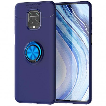 Funda Magnetica Soporte con Anillo Giratorio 360 para Xiaomi Redmi Note 9S / Note 9 Pro Azul