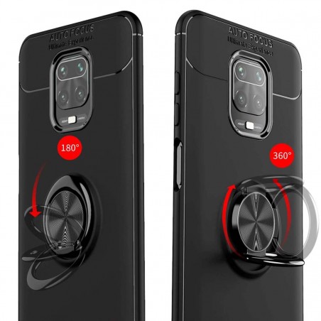 Funda Magnetica Soporte con Anillo Giratorio 360 para Xiaomi Redmi Note 9S / Note 9 Pro Azul