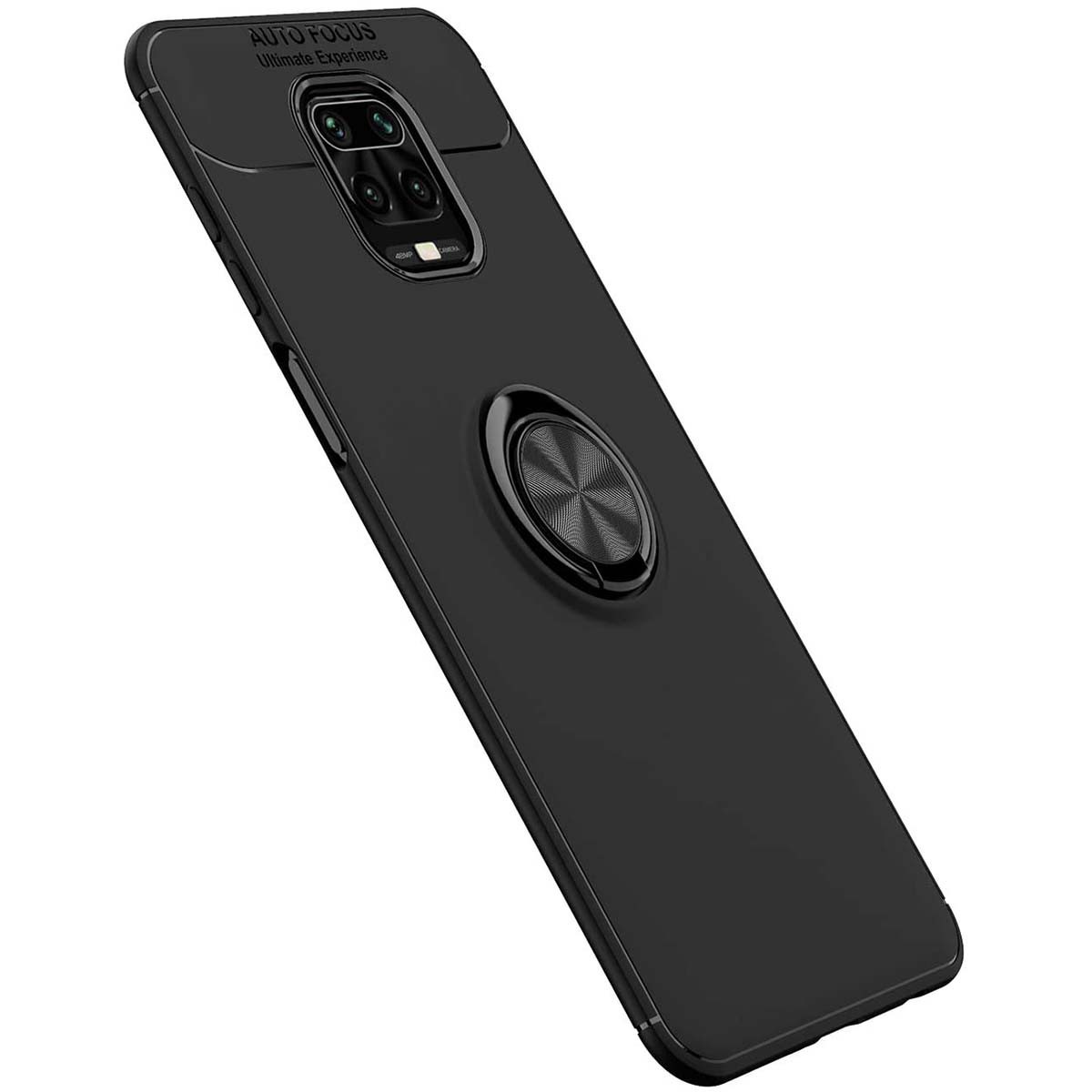 Funda Magnetica Soporte con Anillo Giratorio 360 para Xiaomi Redmi Note 9S / Note 9 Pro Negra