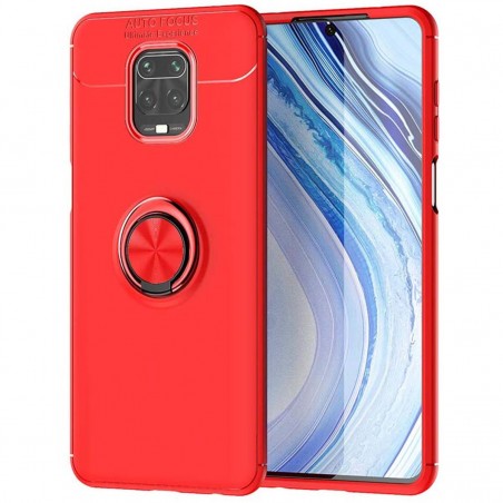 Funda Magnetica Soporte con Anillo Giratorio 360 para Xiaomi Redmi Note 9S / Note 9 Pro Roja