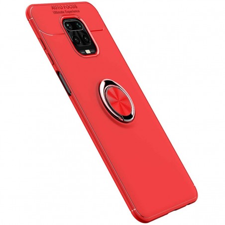 Funda Magnetica Soporte con Anillo Giratorio 360 para Xiaomi Redmi Note 9S / Note 9 Pro Roja