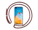 Funda Colgante Transparente para Huawei P40 con Cordon Rosa / Dorado