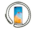 Funda Colgante Transparente para Huawei P40 con Cordon Verde / Dorado