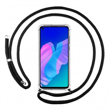 Funda Colgante Transparente para Huawei P40 Lite con Cordon Negro