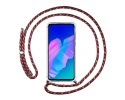 Funda Colgante Transparente para Huawei P40 Lite con Cordon Rosa / Dorado