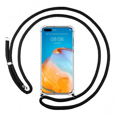Funda Colgante Transparente para Huawei P40 Pro con Cordon Negro