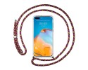 Funda Colgante Transparente para Huawei P40 Pro con Cordon Rosa / Dorado