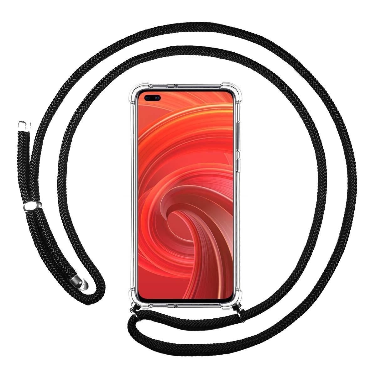 Funda Colgante Transparente para Realme X50 Pro 5G con Cordon Negro