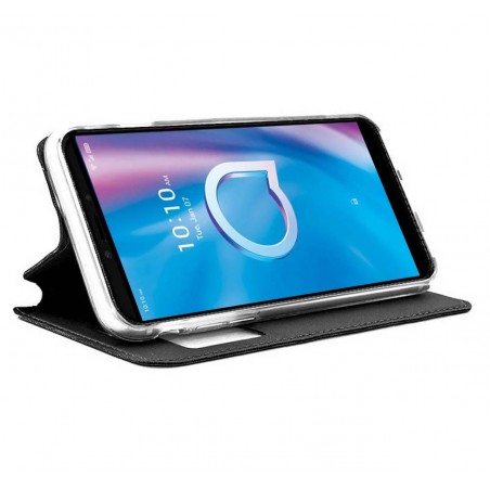 Funda Libro Soporte con Ventana para Alcatel 1B 2020 Color Negra