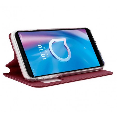 Funda Libro Soporte con Ventana para Alcatel 1B 2020 Color Roja