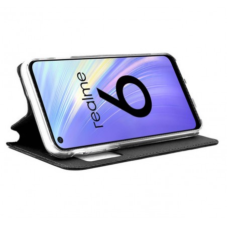 Funda Libro Soporte con Ventana para Realme 6 Color Negra