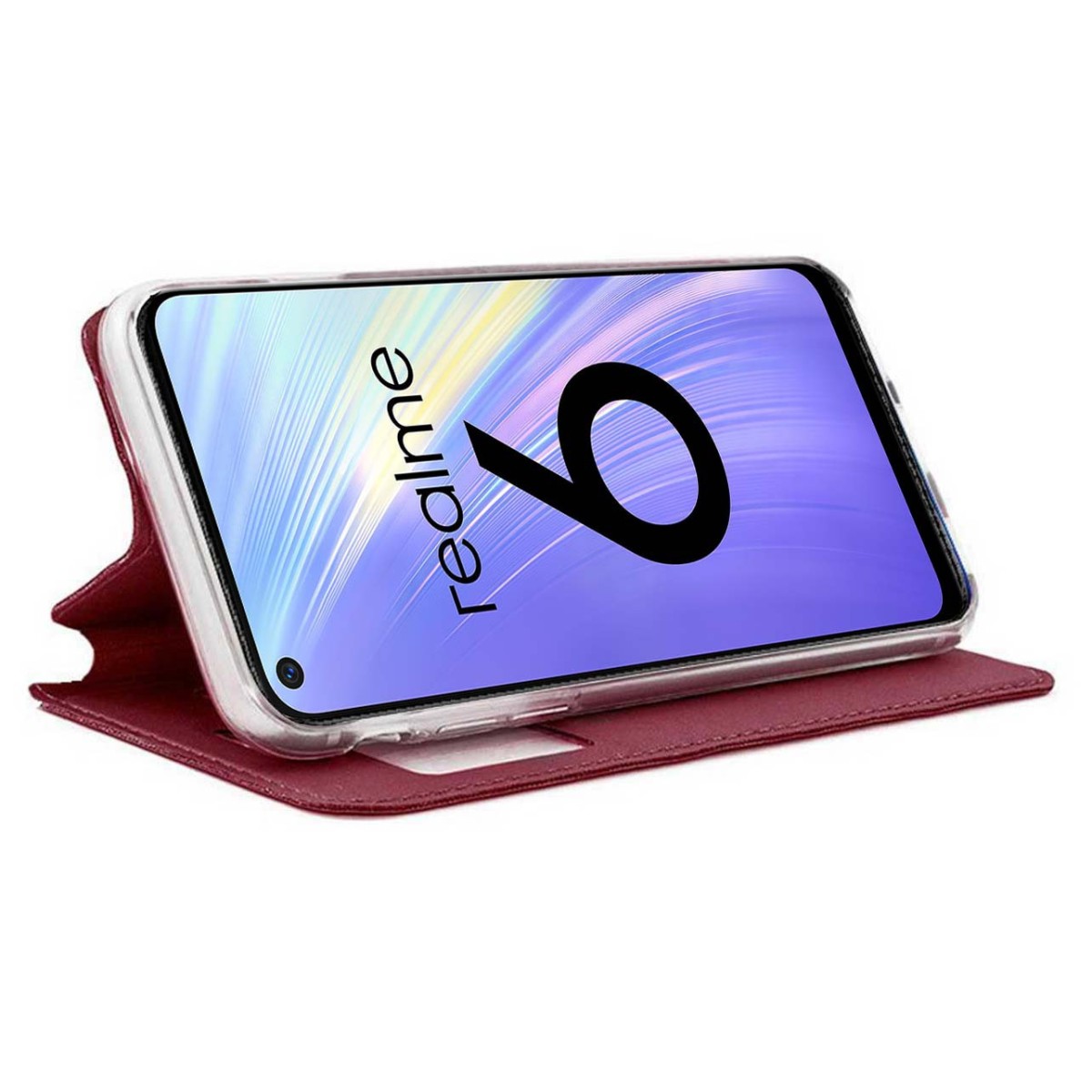 Funda Libro Soporte con Ventana para Realme 6 Color Roja