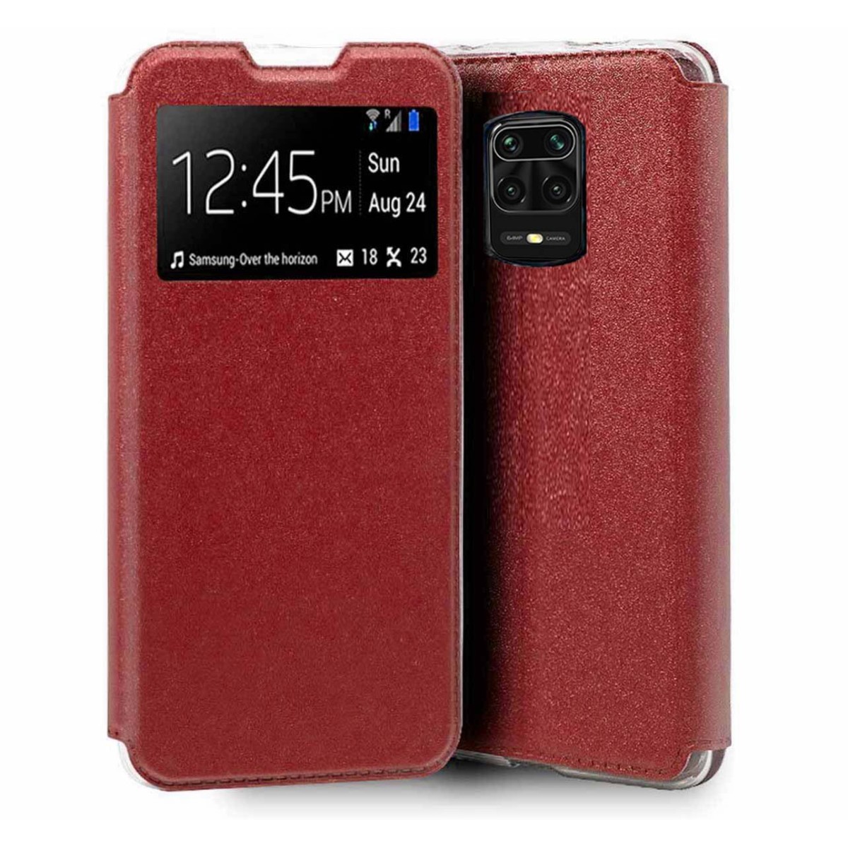 Funda Libro Soporte con Ventana para Xiaomi Redmi Note 9S / Note 9 Pro Color Roja