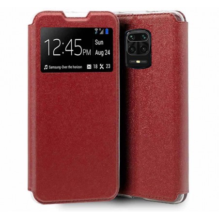 Funda Libro Soporte con Ventana para Xiaomi Redmi Note 9S / Note 9 Pro Color Roja
