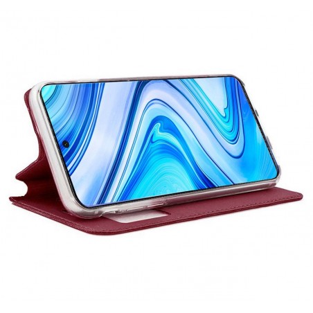 Funda Libro Soporte con Ventana para Xiaomi Redmi Note 9S / Note 9 Pro Color Roja