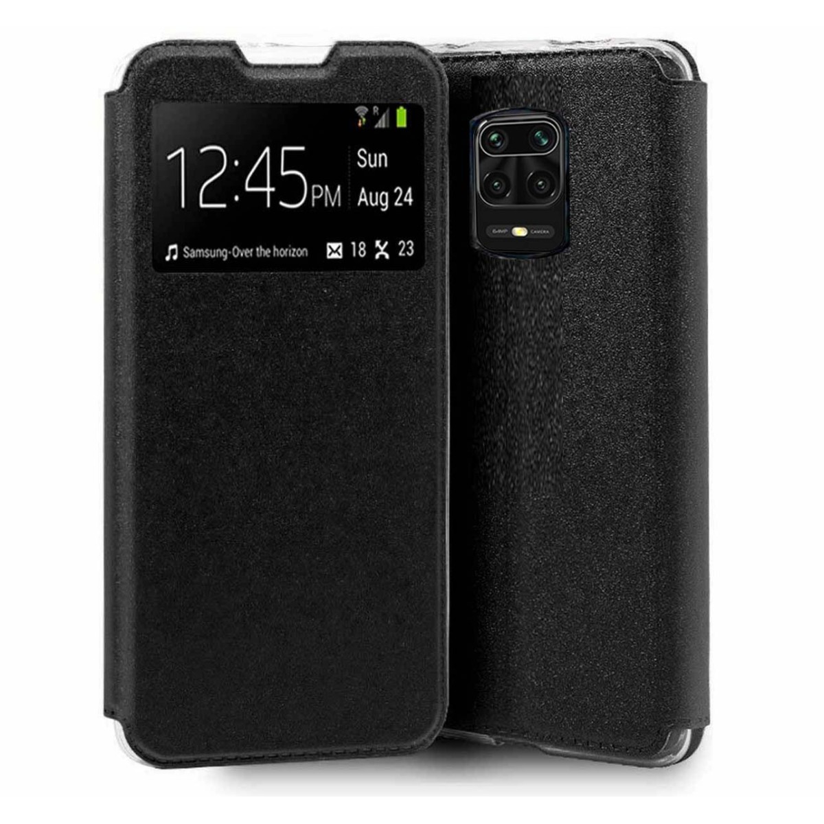 Funda Libro Soporte con Ventana para Xiaomi Redmi Note 9S / Note 9 Pro Color Negra