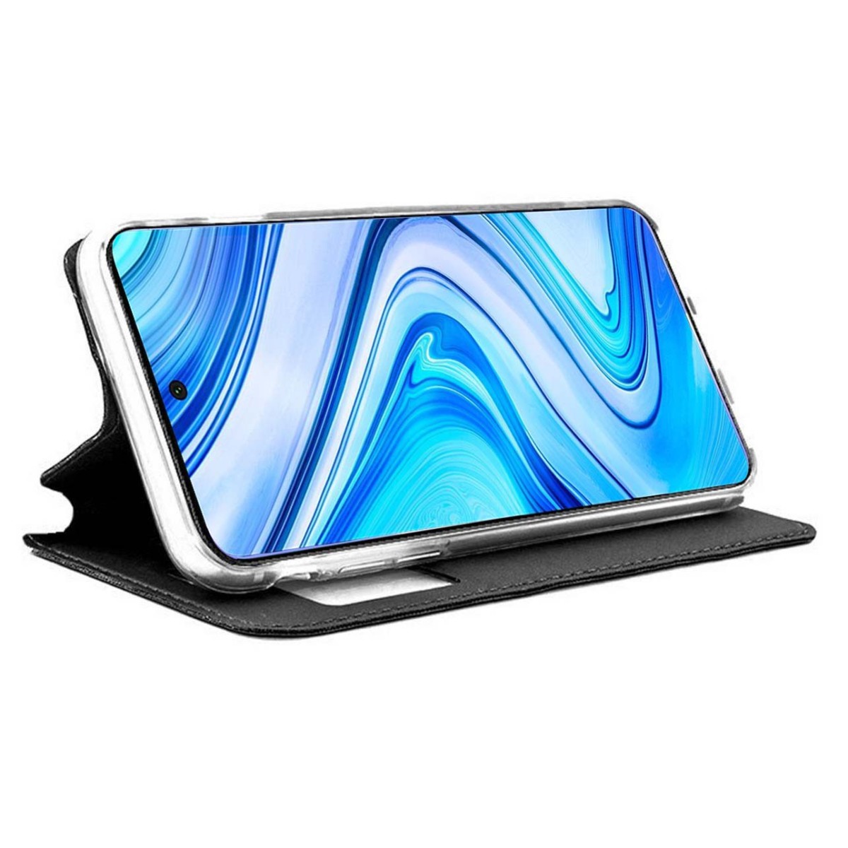 Funda Libro Soporte con Ventana para Xiaomi Redmi Note 9S / Note 9 Pro Color Negra