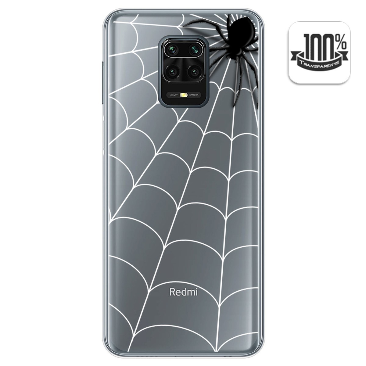 Funda Gel Transparente para Xiaomi Redmi Note 9S / Note 9 Pro diseño Araña Dibujos